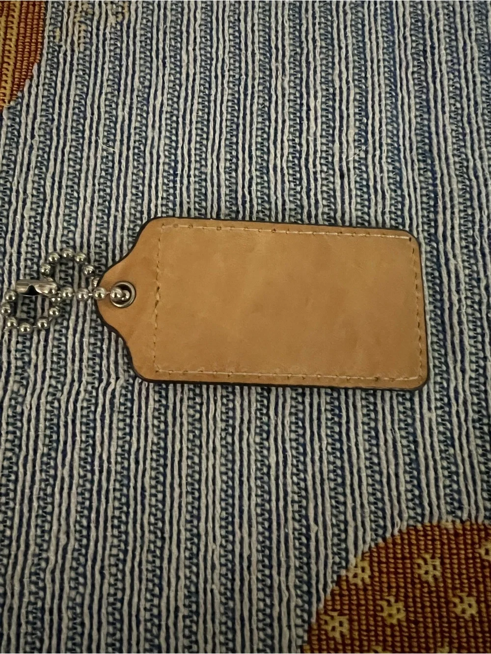 Coach Leather Tan Leather Hangtag Silver Keychain - Picture 3 of 3